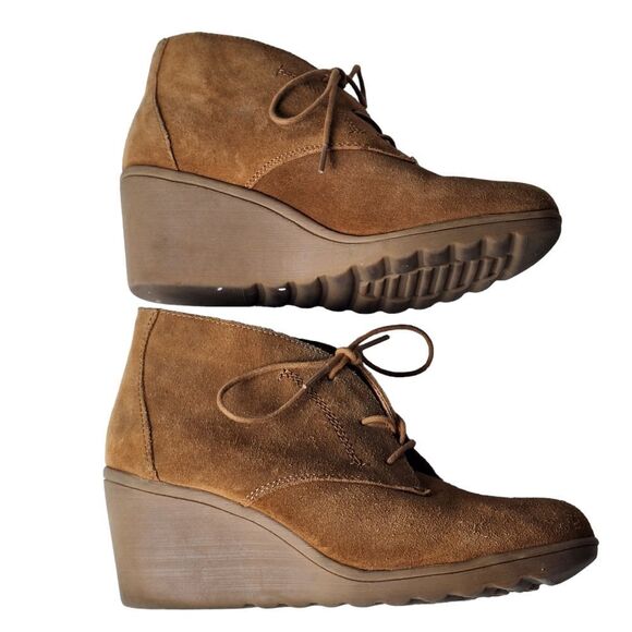 White Mountain Womens Chestnut Suede Kahlua Lace Up Wedge Bootie Shoes Size 8.5 - Picture 5 of 9